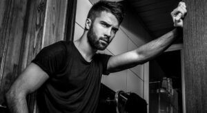 Handsome men indoor Black white portrait